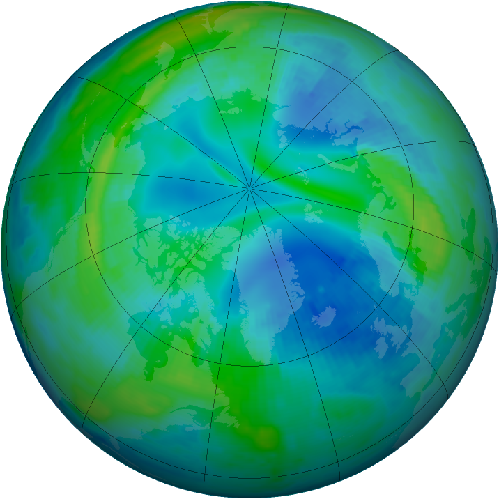 Arctic ozone map for 27 October 1997